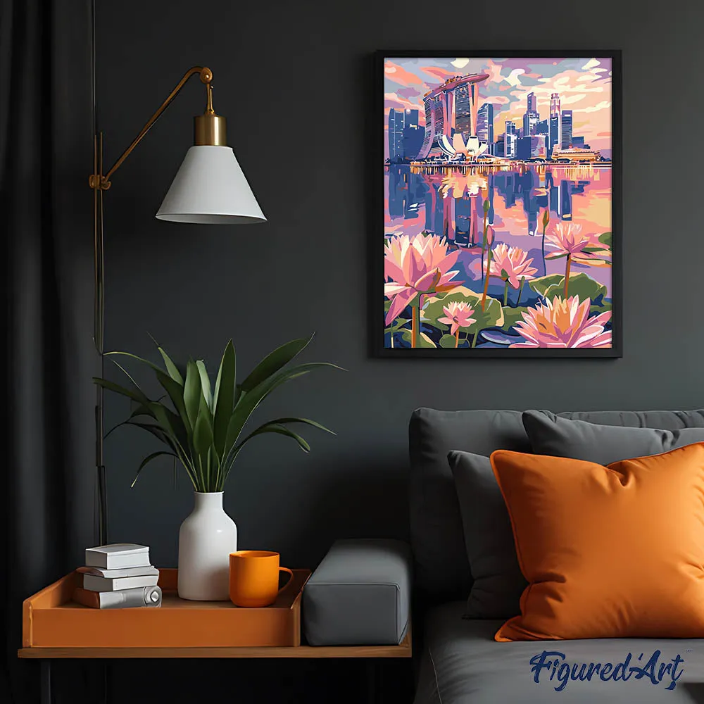 Figured'Art Singapore en waterlelies schilderen op nummer
