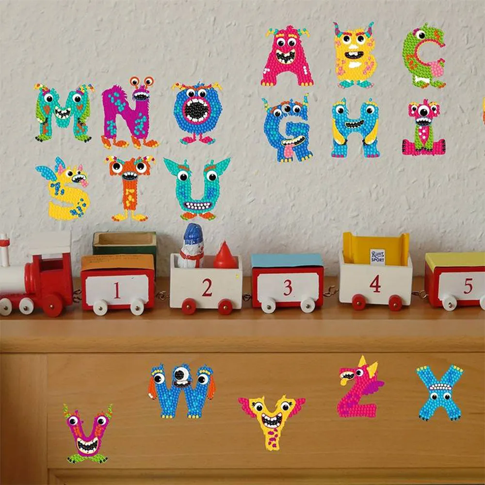 Figured'Art Diamond Painting 26 Letters stickers rond 2,5cm