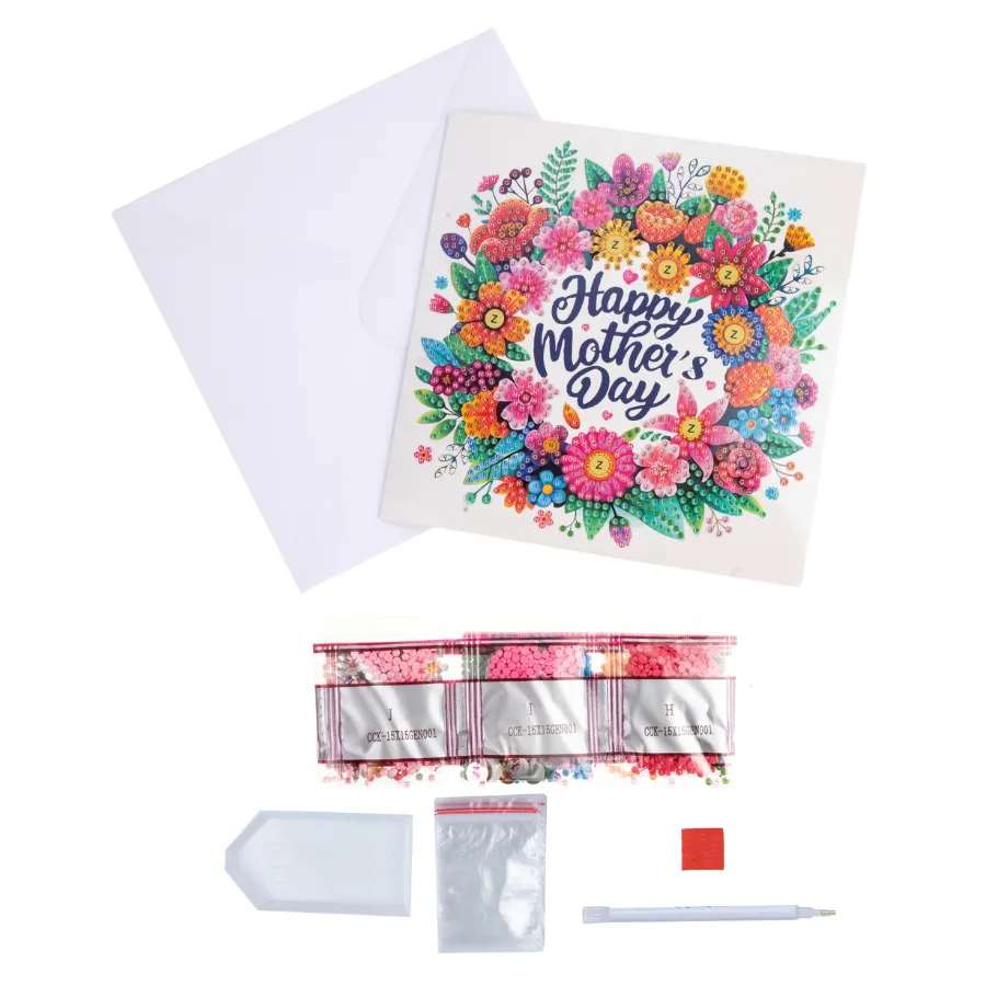 Craft Buddy Crystal Art Happy Mother's Day kaart 15x15cm
