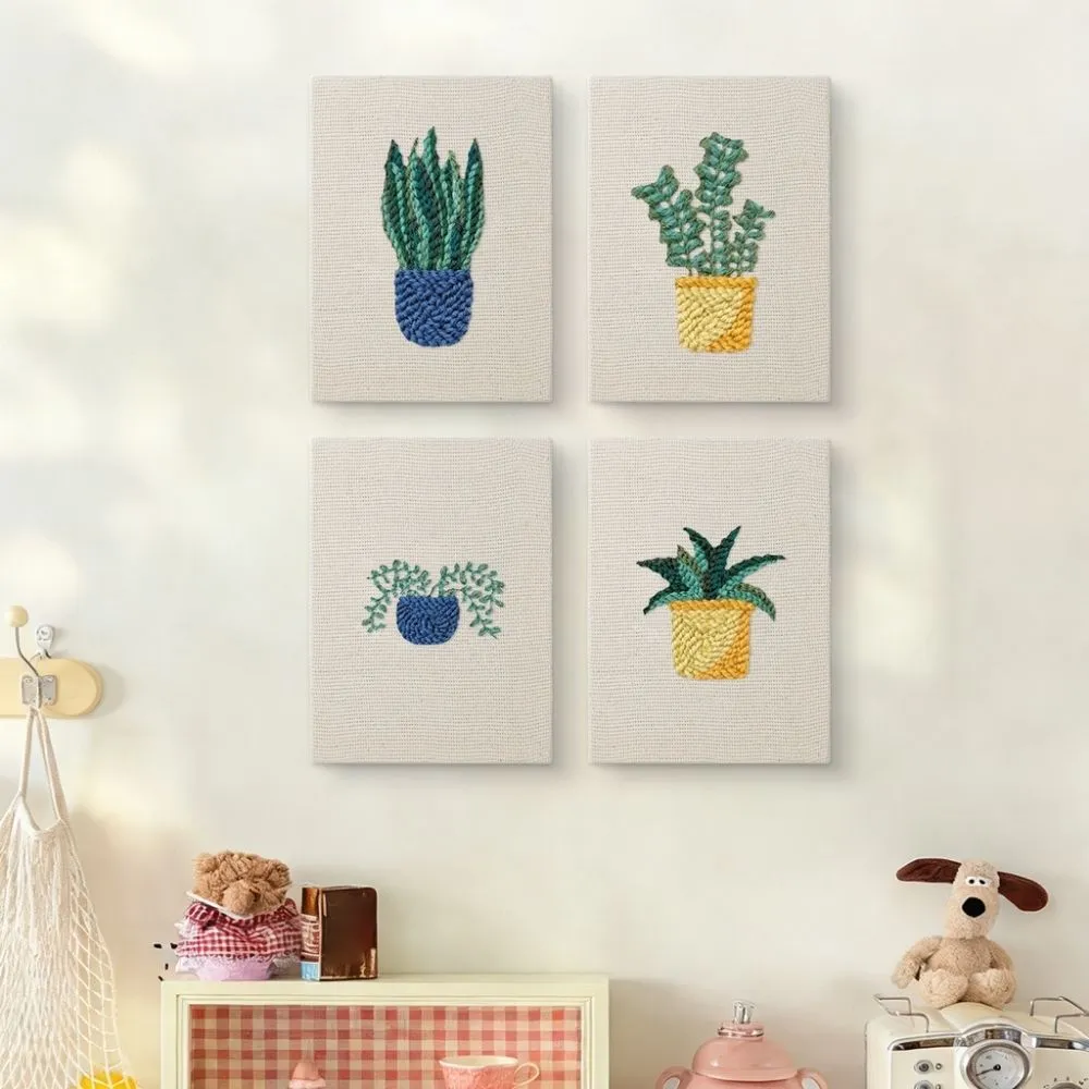 Figured'Art Punch Needle Set Groene Oase 4 stuks 15x20cm