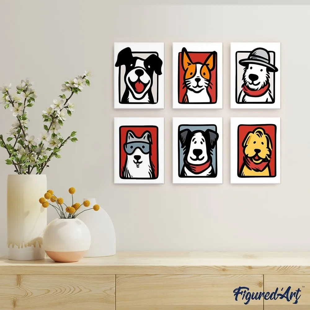 Figured'Art Mini Bandana Maatjes 1 schilderen op nummer 15x20cm 6 stuks