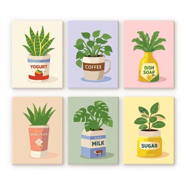 Figured'Art Mini Dagelijkse Plantenpotten schilderen op nummer 6x 15x20cm