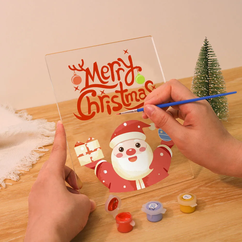Figured'Art Kerstman 10 schilderen op nummer 15x20cm met LED