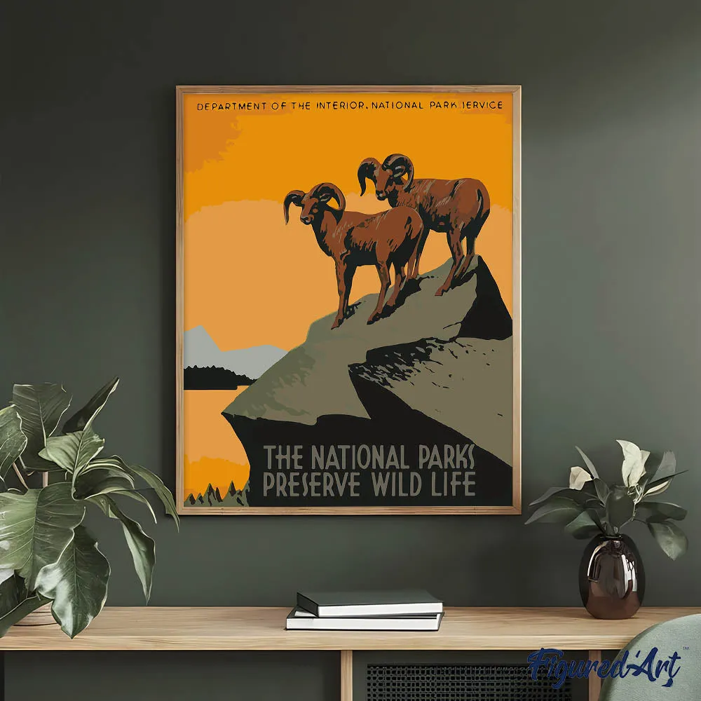 Figured'Art Poster van nationale parken schilderen op nummer 40x50cm vintage