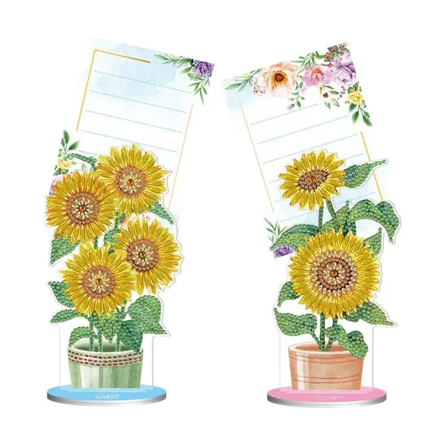 Figured'Art Zonnebloemen notitiehouder diamond painting 2 stuks