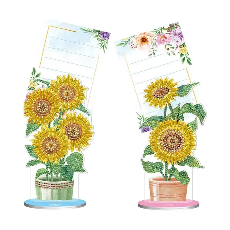 Figured'Art Zonnebloemen notitiehouder diamond painting 2 stuks