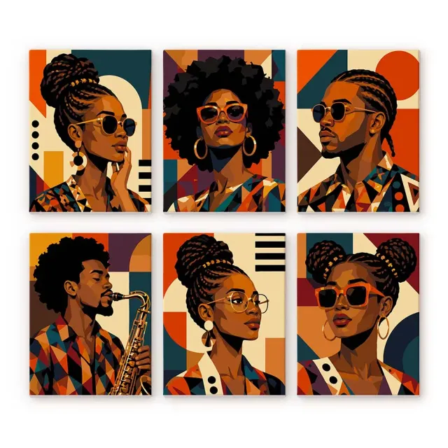 Figured'Art Mini Serie Afro Pop Art Portretten schilderen op nummer 6x 15x20cm