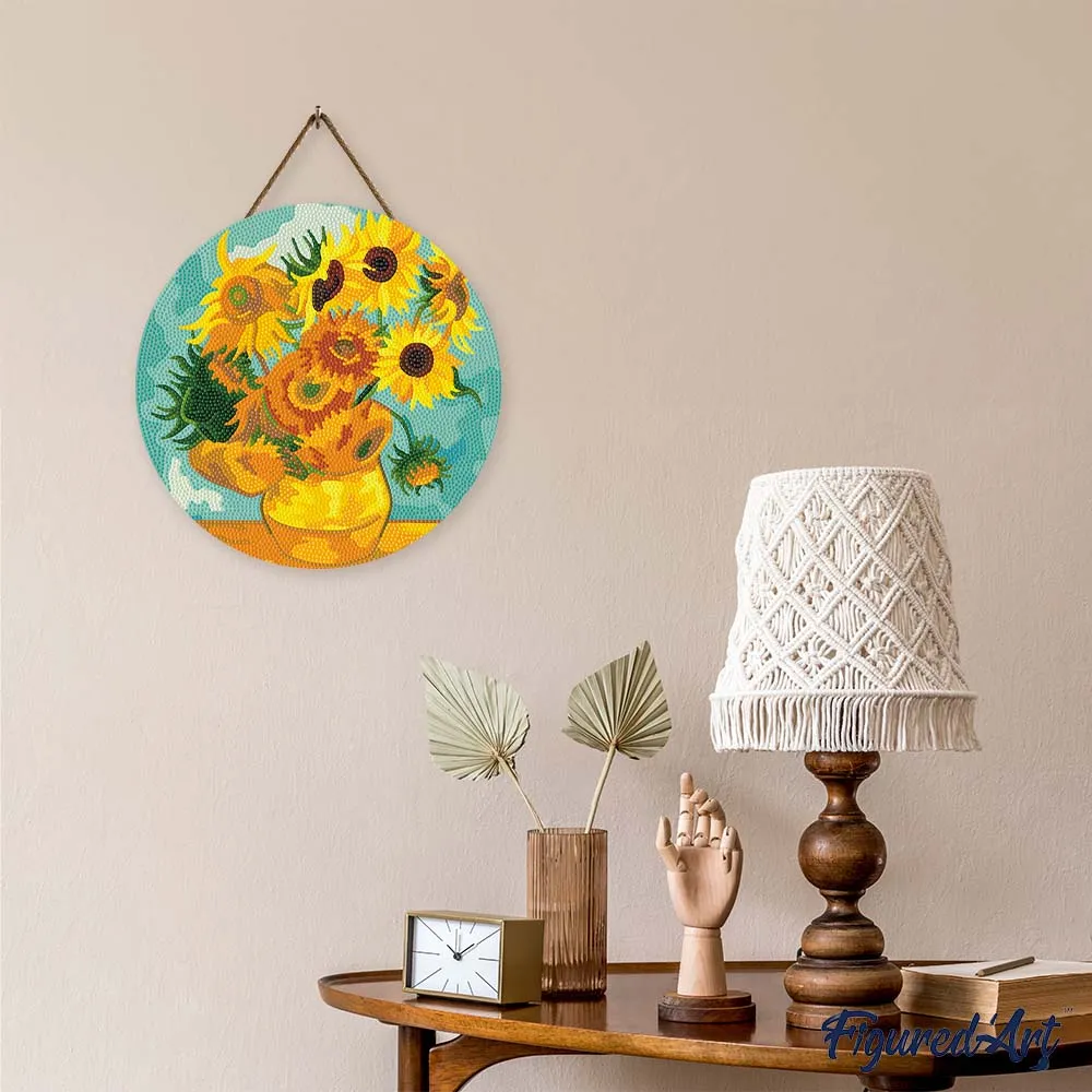 Figured'Art Van Gogh Zonnebloemen diamond painting hout 30cm