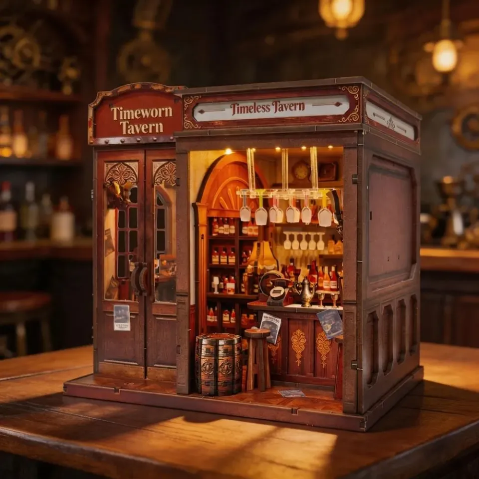 Figured'Art Miniatuurhuisjes Oud Herbergje 3D puzzel 239 stuks met led