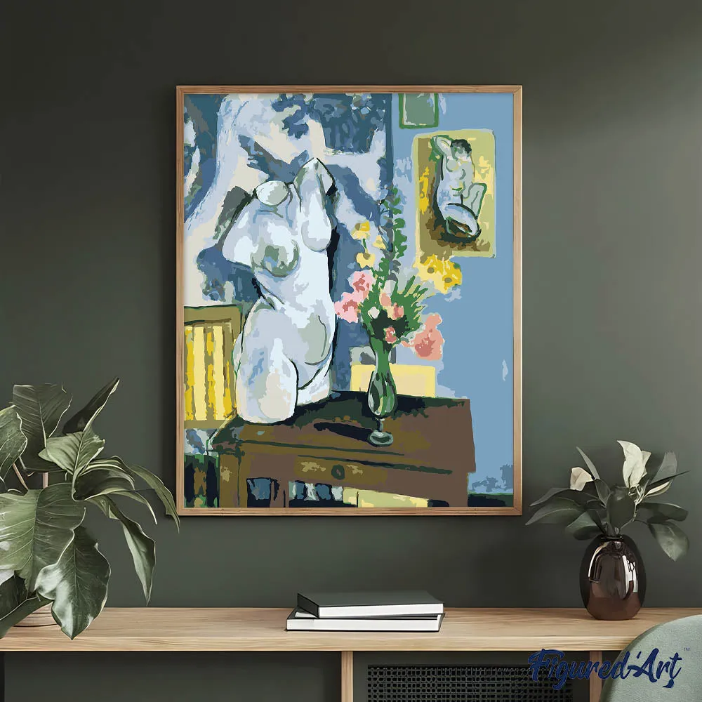 Figured'Art Gipsen Torso Bloemenboeket Matisse schilderen op nummer 40x50