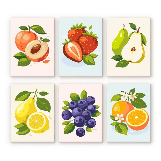Figured'Art Tuinfruit mini schilderen op nummer 15x20cm 6 stuks fruit