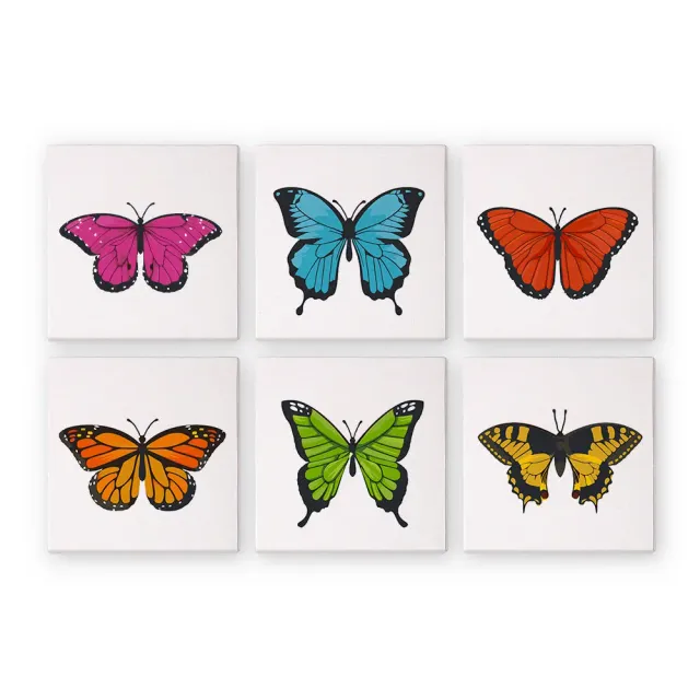 Figured'Art Mini Gekleurde Vlinder schilderen op nummer 15x15cm 6 stuks