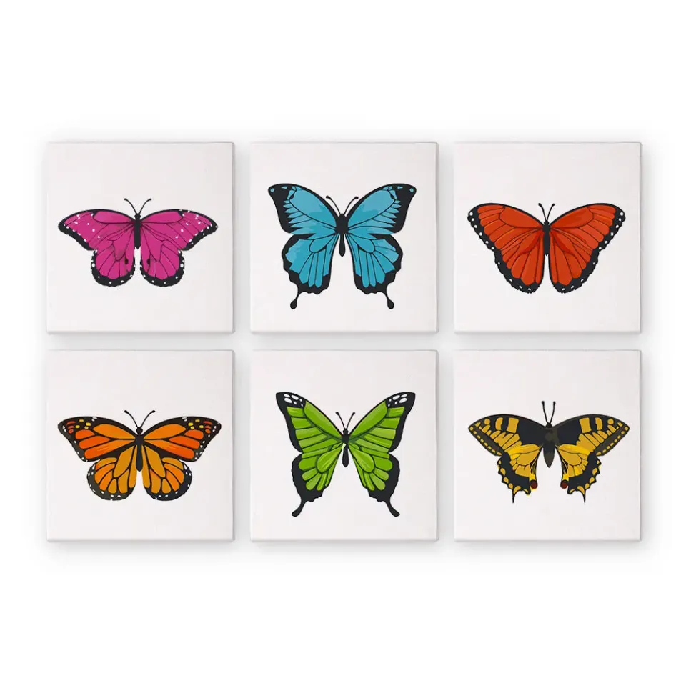 Figured'Art Mini Gekleurde Vlinder schilderen op nummer 15x15cm 6 stuks