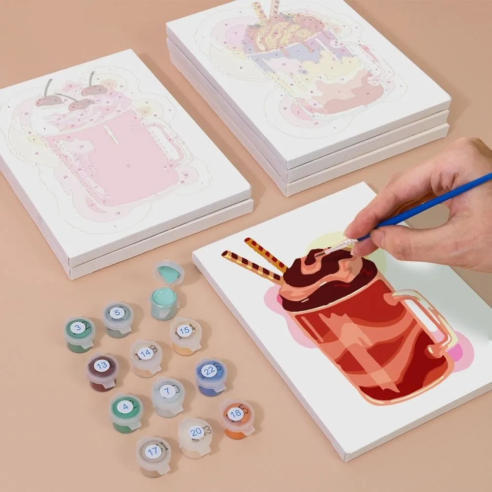 Figured'Art Kleurrijke Milkshakes mini schilderen op nummer 6 stuks