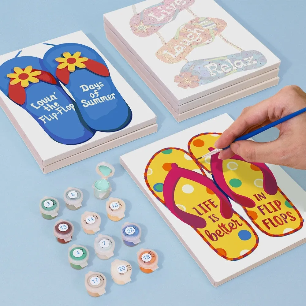 Figured'Art Zomerse Slippers Borden mini schilderen op nummer 15x20 6st