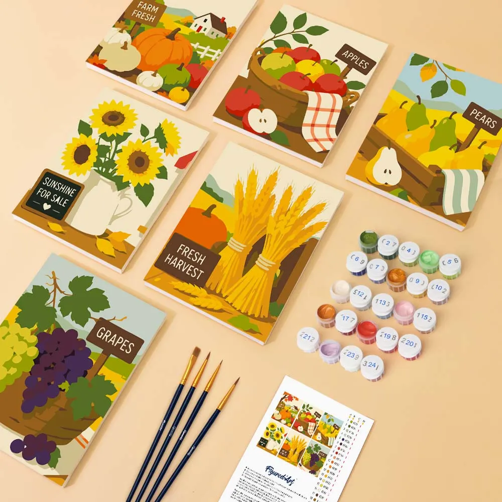 Figured'Art Oogstmarktdagen Mini Schilderen op Nummer 6 Stuks