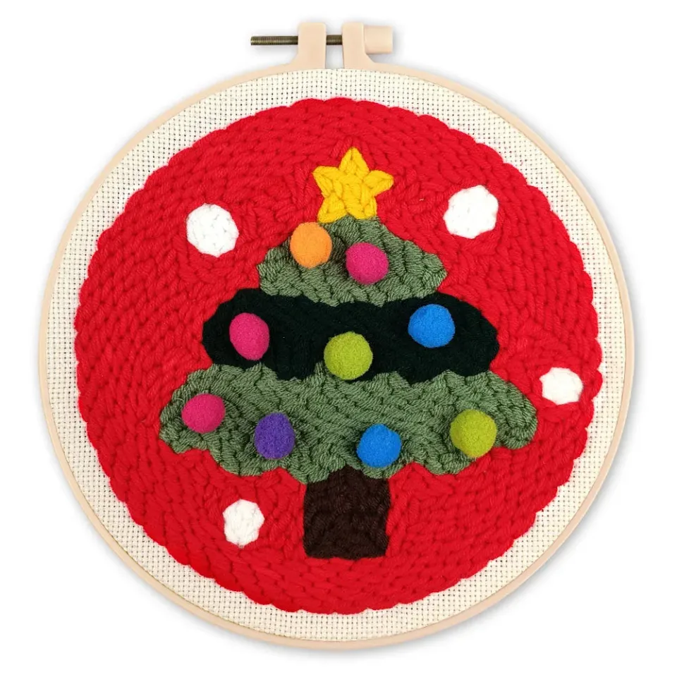 Figured'Art Punch Needle Kerstboom 2 pakket 20x20 cm wol