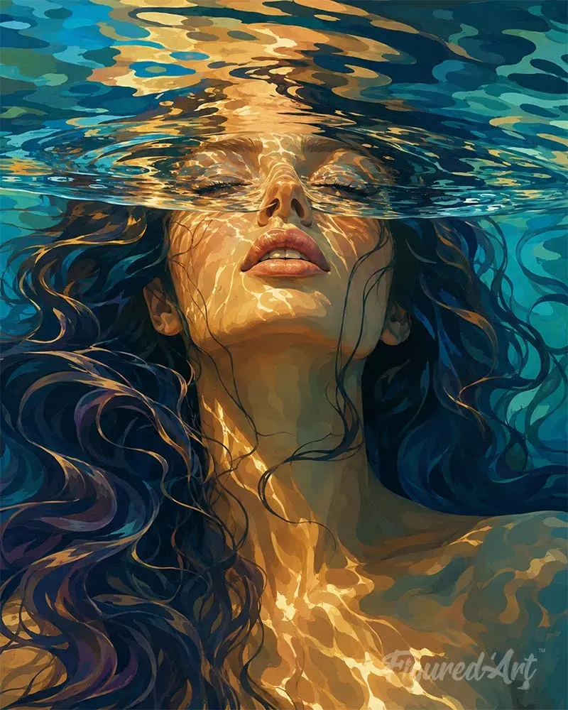 Figured'Art Onderwaterdroom schilderen op nummer 40x50 cm aqua