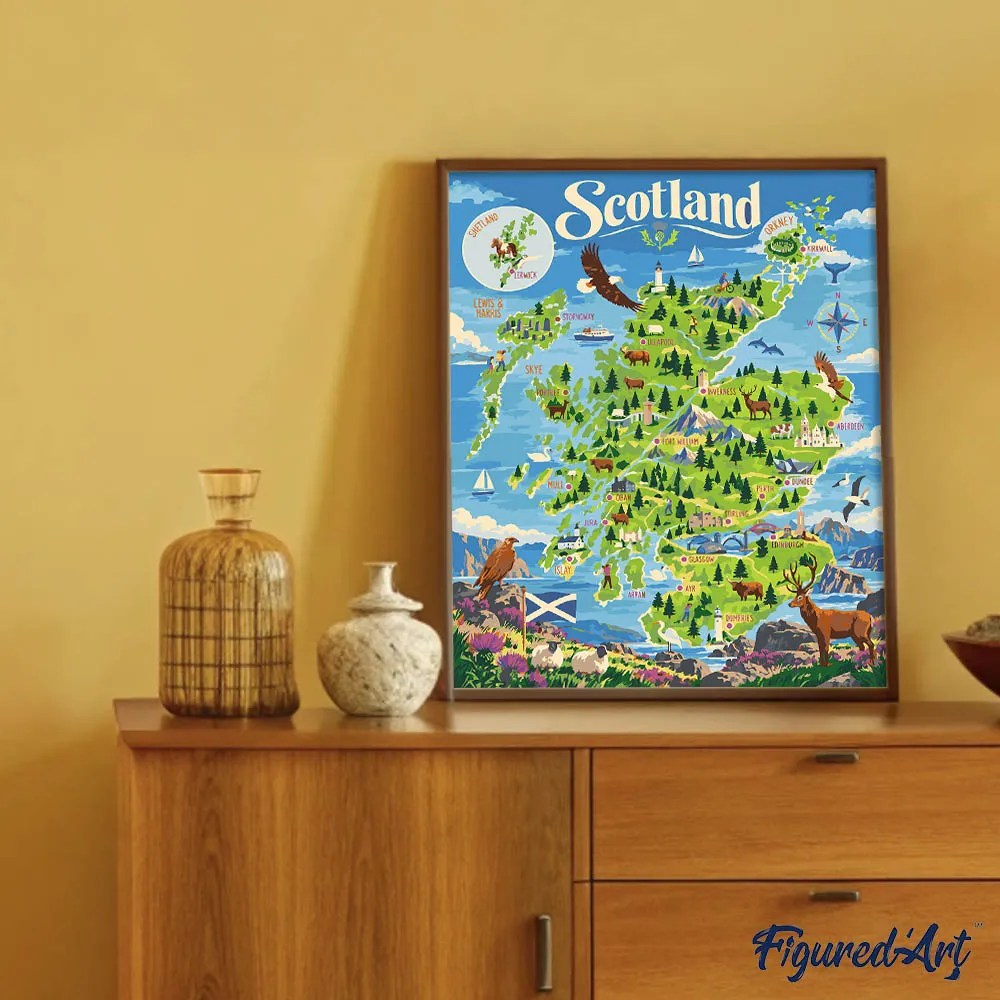 Figured'Art Schotland kaart schilderen op nummer poster