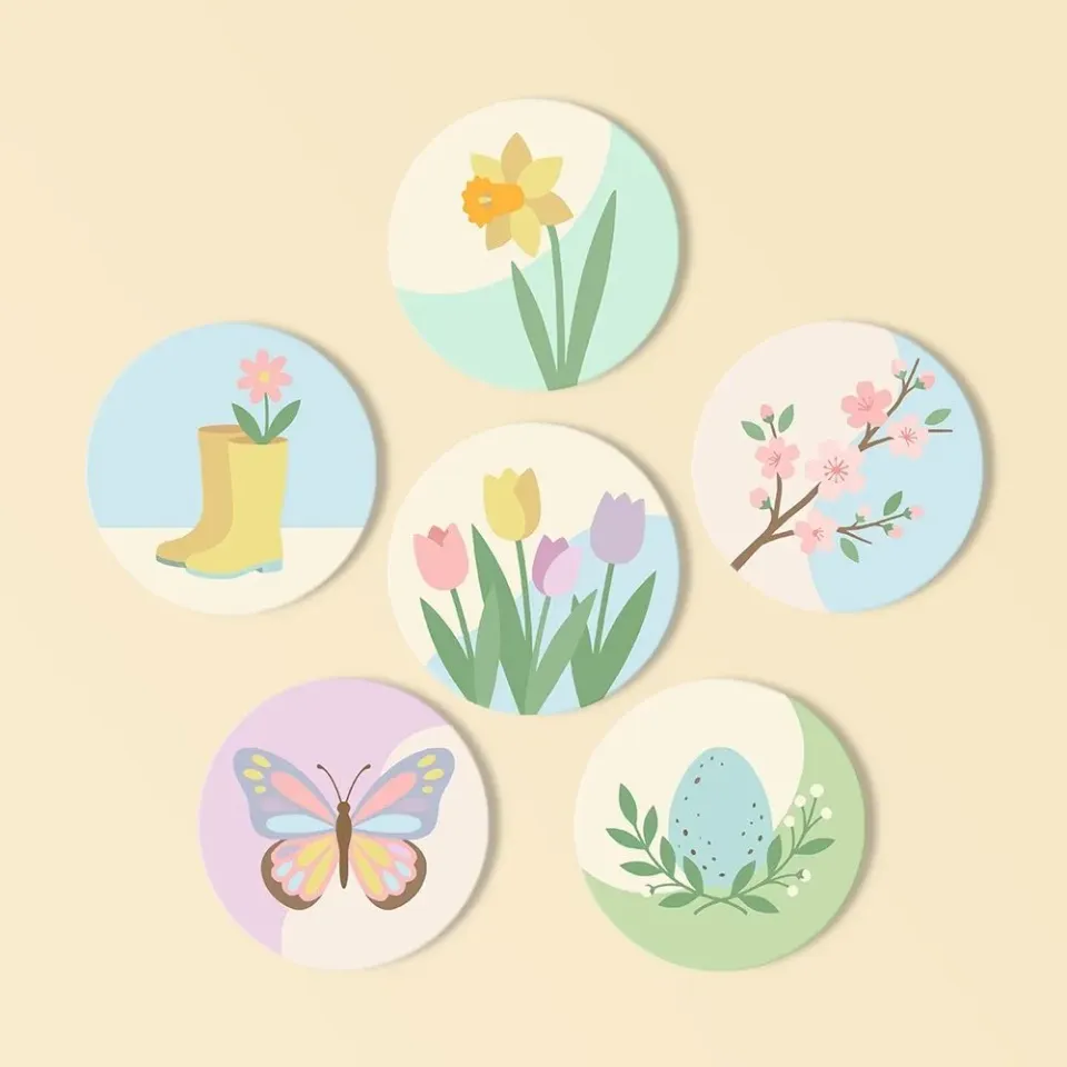 Figured'Art Lentebloesems onderzetters schilderen op nummer 10cm 6st