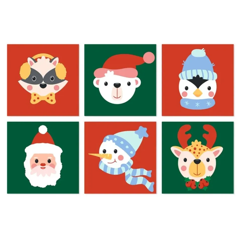 Figured'Art Mini Serie Kerstportretten schilderen op nummer 20x20cm 6 stuks