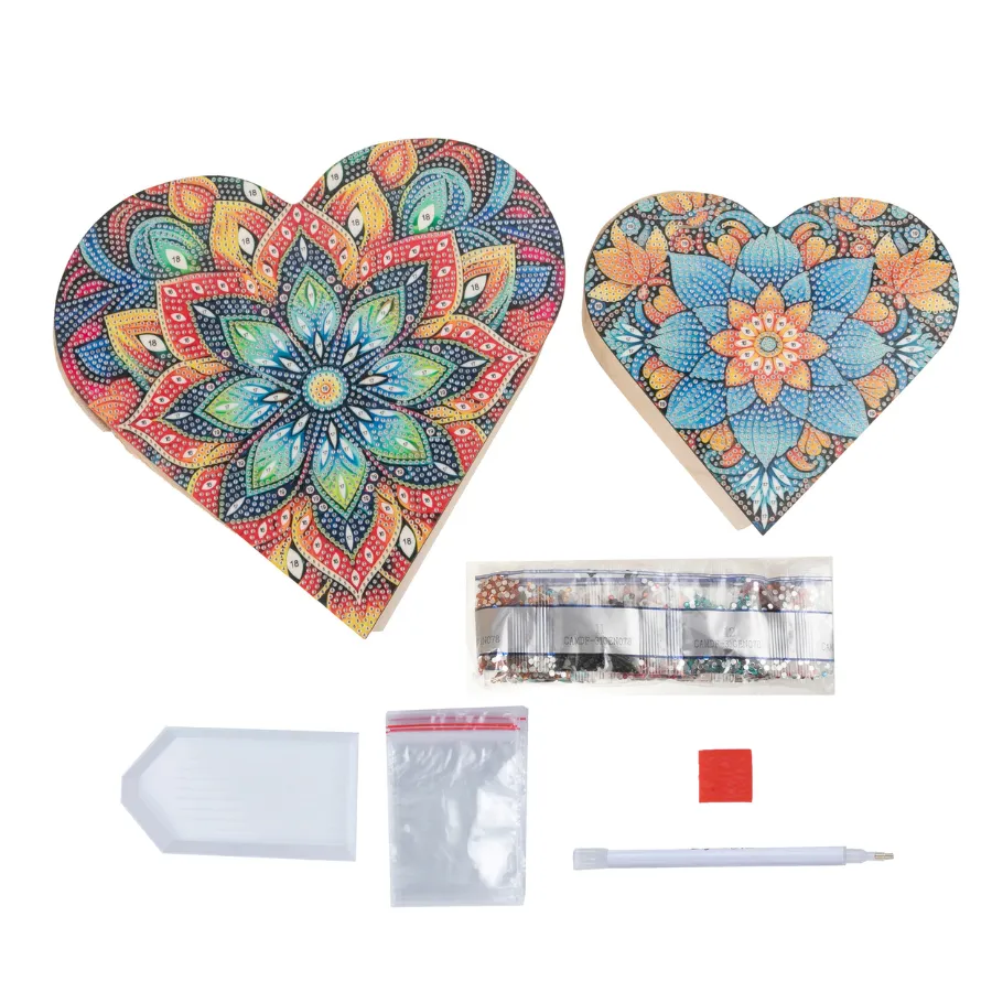Craft Buddy Crystal Art Hart opbergdoosjes hout 2 stuks