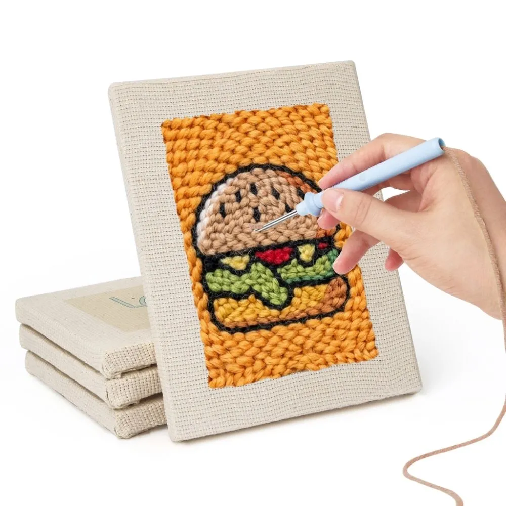 Figured'Art Punch Needle Set Smakelijke Maaltijd 4 stuks met frames