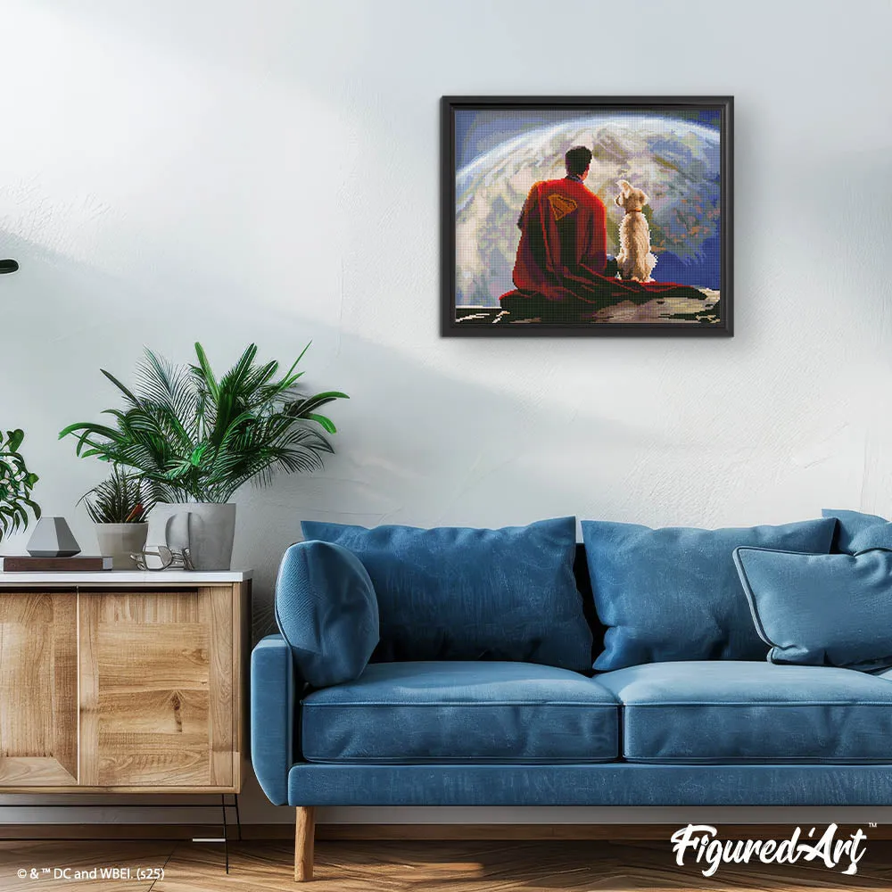 Figured'Art Superman en Krypto diamond painting 40x50 ingelijst