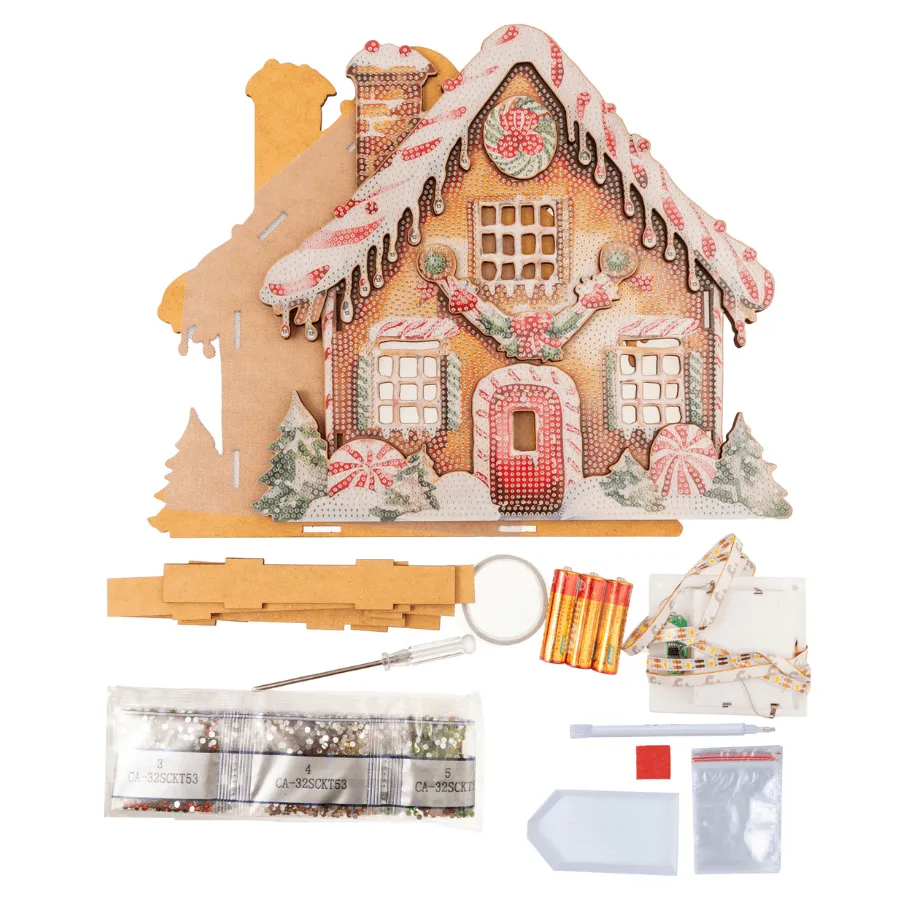 Craft Buddy Crystal Art Gingerbread House 3D diamond painting met LED