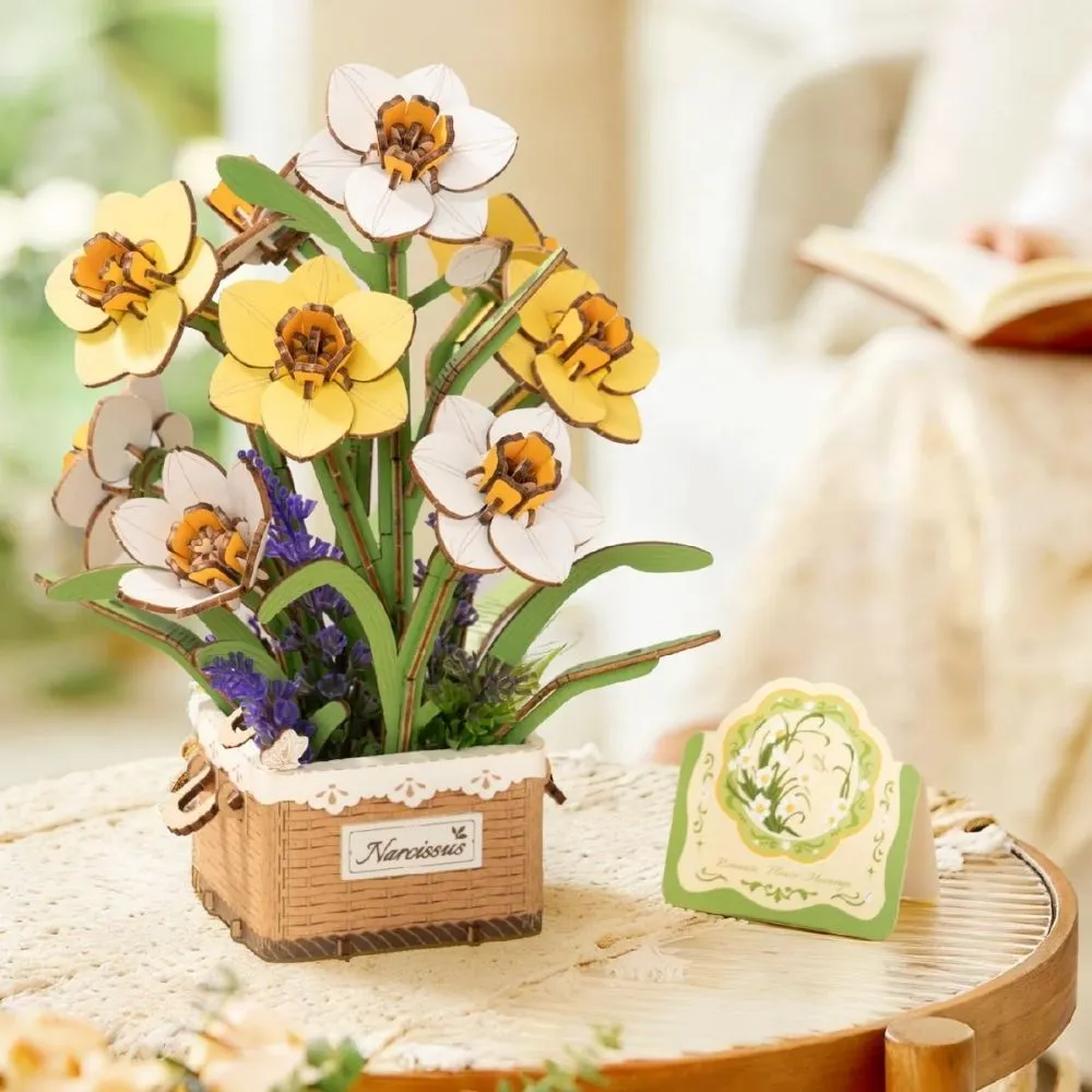Figured'Art Narcissen 3D puzzel hout 280 stukjes bloemen