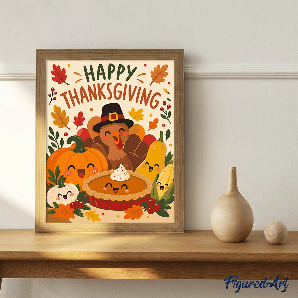 Figured'Art Thanksgiving-Vrienden schilderen op nummer 40x50cm herfst