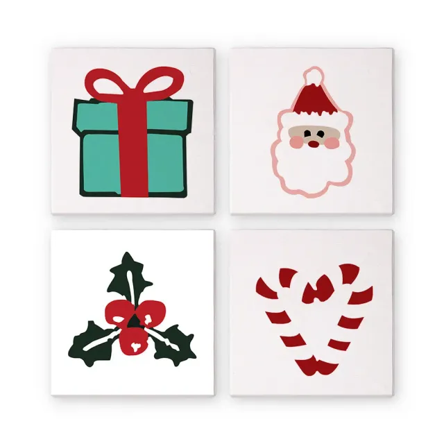 Figured'Art Kersticonen 2 schilderen op nummer mini 15x15cm 4 stuks