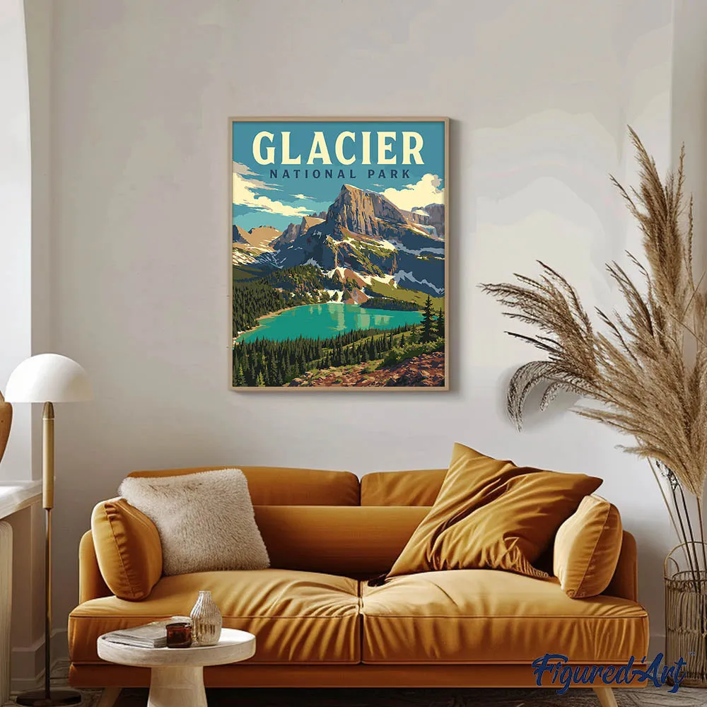 Figured'Art Glacier Montana Schilderen op Nummer 40x50 reisposter