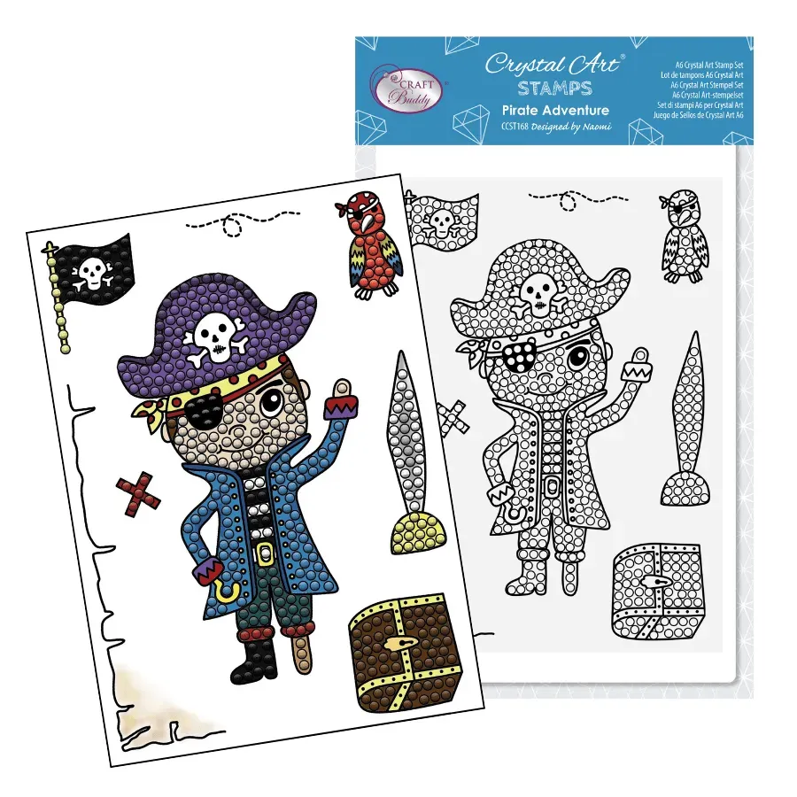 Craft Buddy Pirate Adventure Crystal Art stempelset A6 piraat 8 stuks