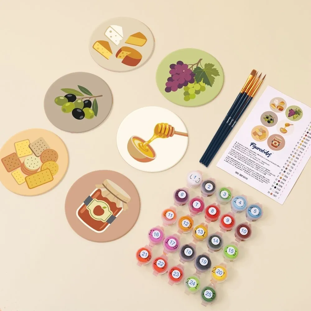 Figured'Art Mediterraan Aperitief onderzetters schilderen op nummer 10cm