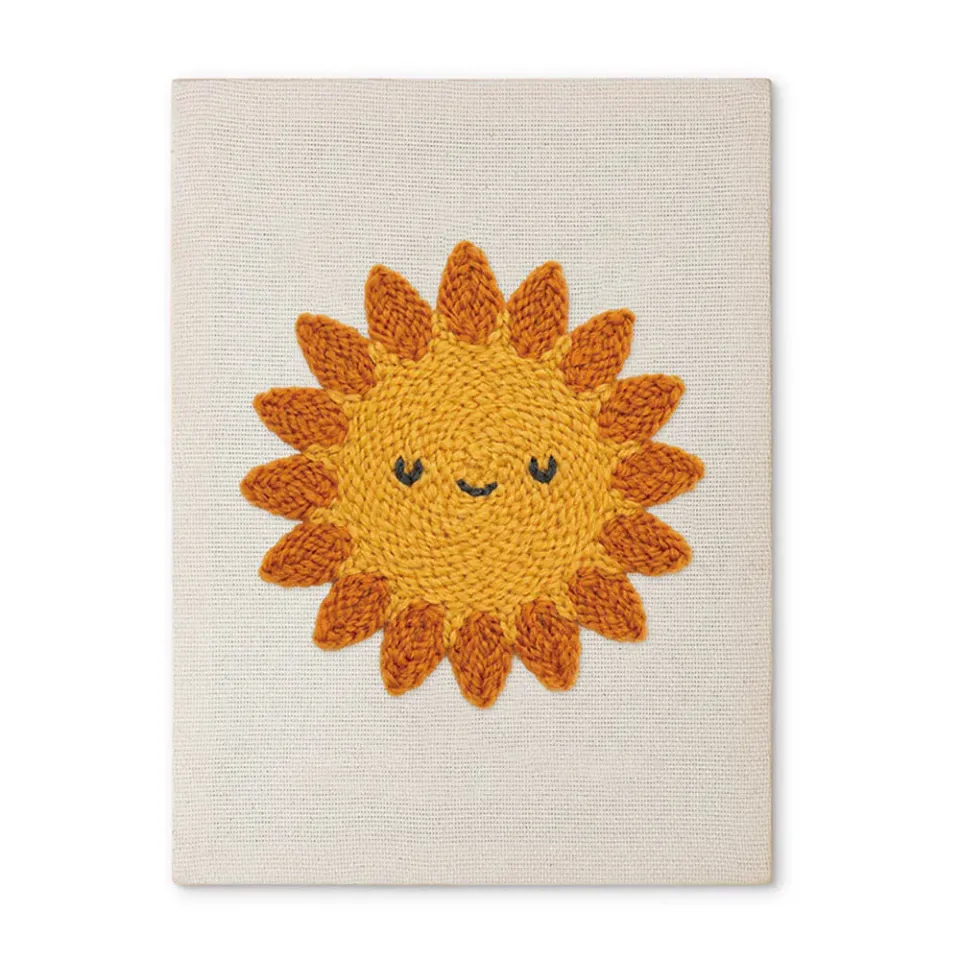 Figured'Art Lachende Zon punch needle pakket met frame zacht garen