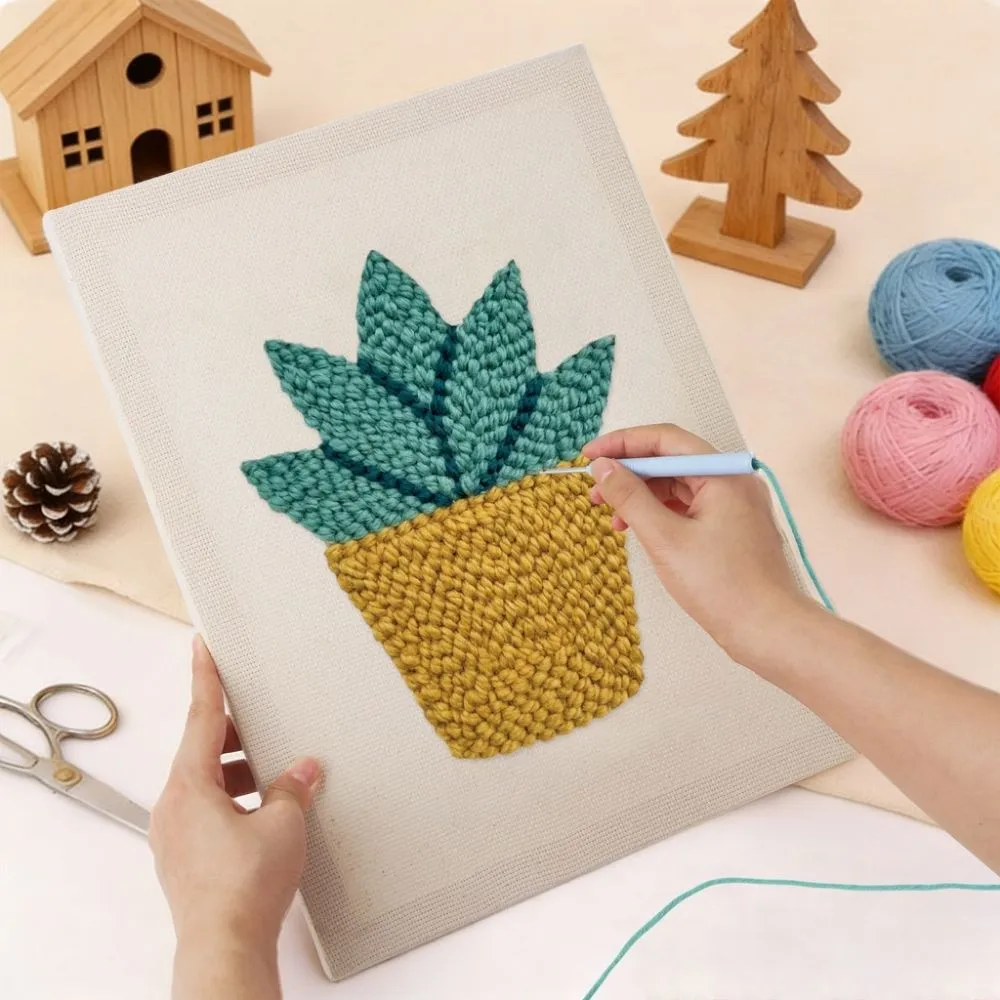 Figured'Art Zonnige Vetplant punch needle pakket 20x30cm beginners
