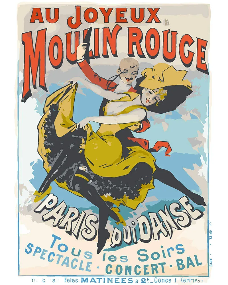 Figured'Art Moulin Rouge-affiche Parijs dat danst schilderen op nummer 40x50 cm
