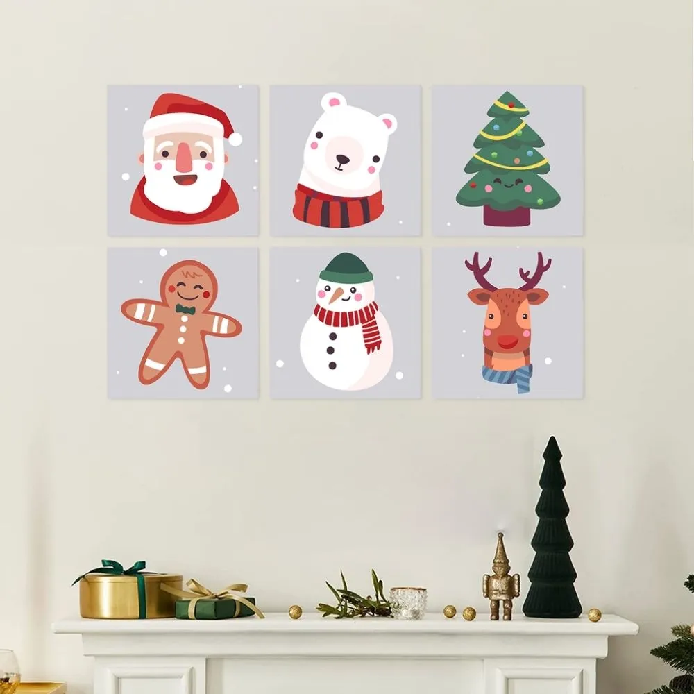 Figured'Art Mini Schilderen op Nummer Klassieke kerstset 20x20cm 6 stuks