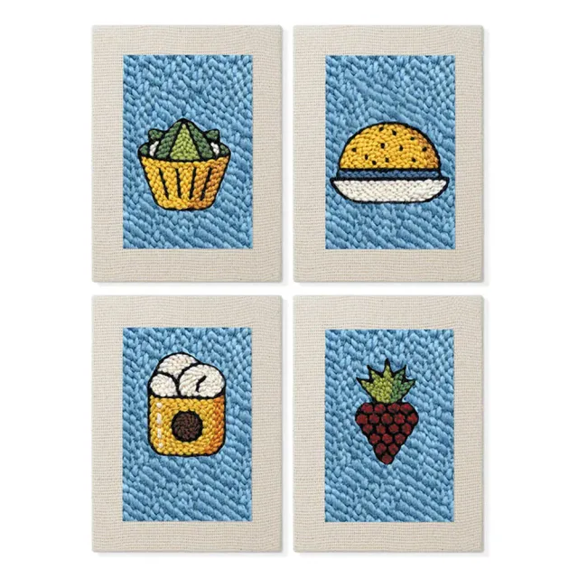 Figured'Art Snacktijd 2 punch needle set 4 stuks met frame 20x30