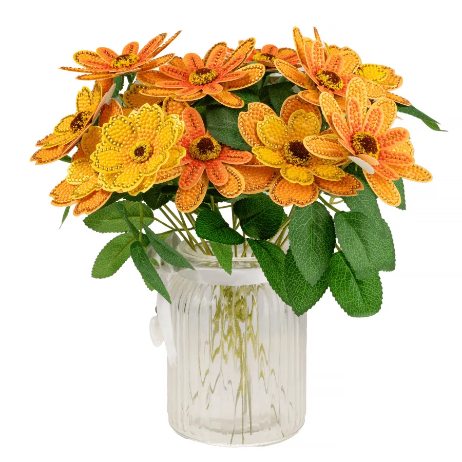 Craft Buddy Crystal Art 3D Flower knutselset geel oranje bloemen