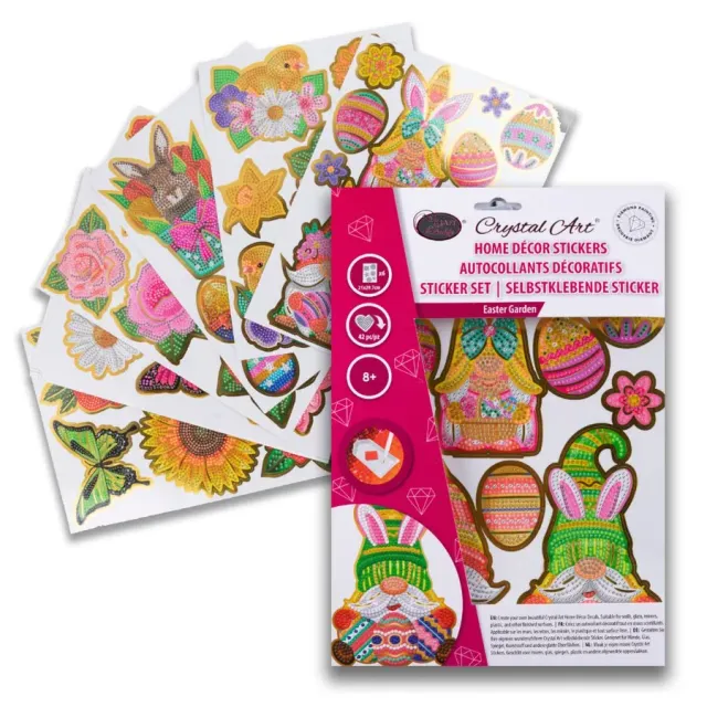 Craft Buddy Crystal Art Easter Garden stickers 42 stuks goudrand