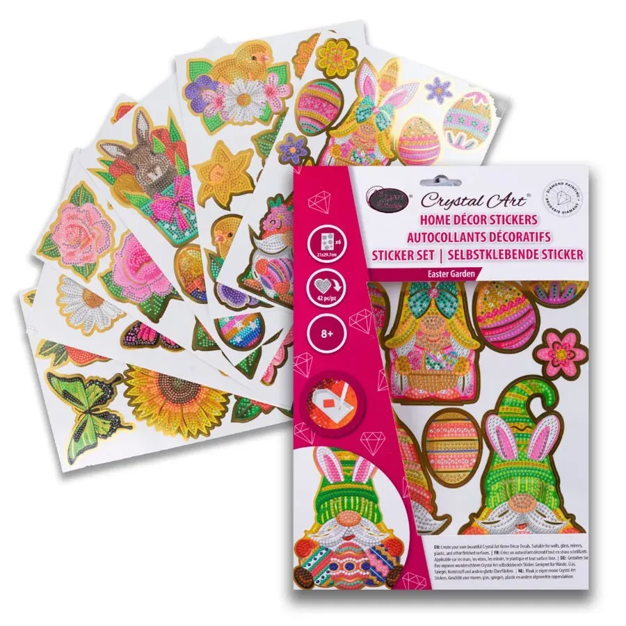 Craft Buddy Crystal Art Easter Garden stickers 42 stuks goudrand