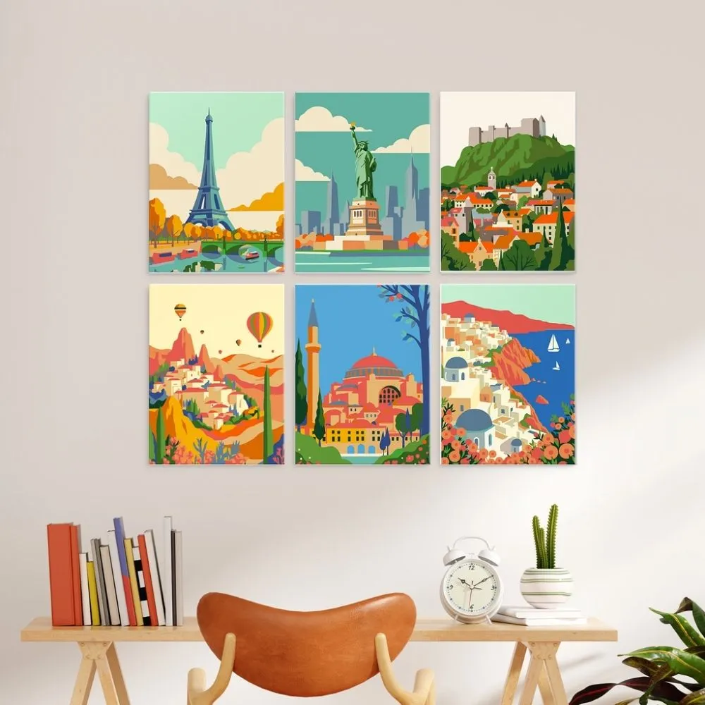 Figured'Art Mini Serie De wereld in kleur schilderen op nummer 15x20cm 6 stuks