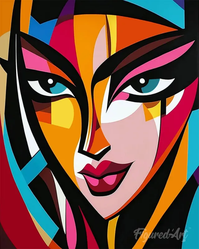 Figured'Art Gedurfd Abstract Gezicht schilderen op nummer 40x50 cm