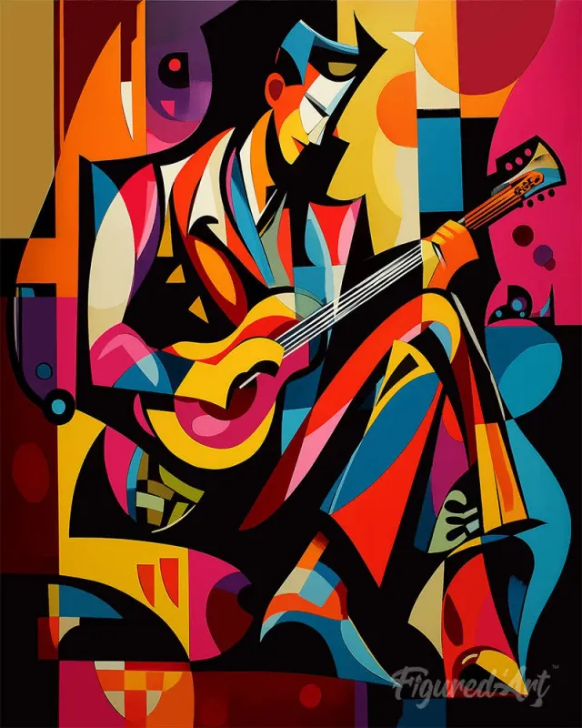 Figured'Art Gedurfd Abstract Gitarist schilderen op nummer 40x50cm