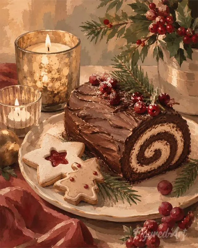 Figured'Art Kerststronk schilderen op nummer 40x50cm kerst