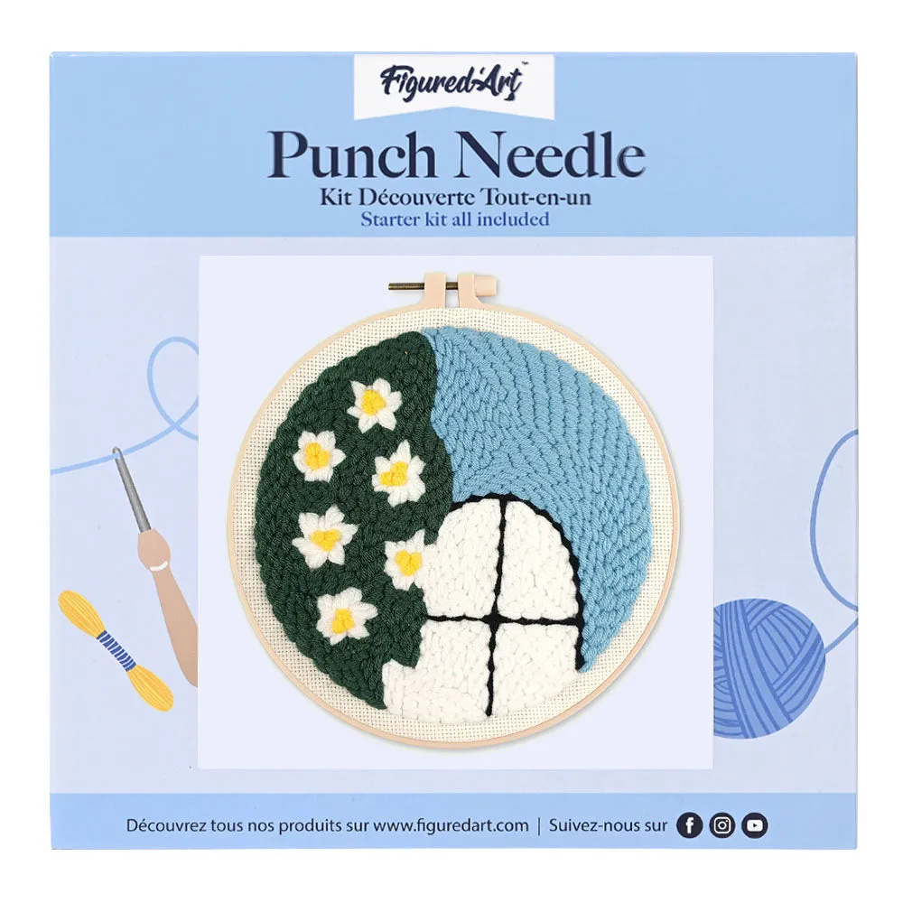 Figured'Art Bloem bij het raam punch needle pakket 20cm