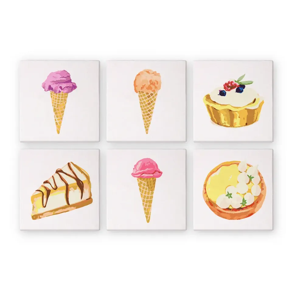 Figured'Art Zoete Desserts 3 schilderen op nummer mini 15x15cm 6 stuks