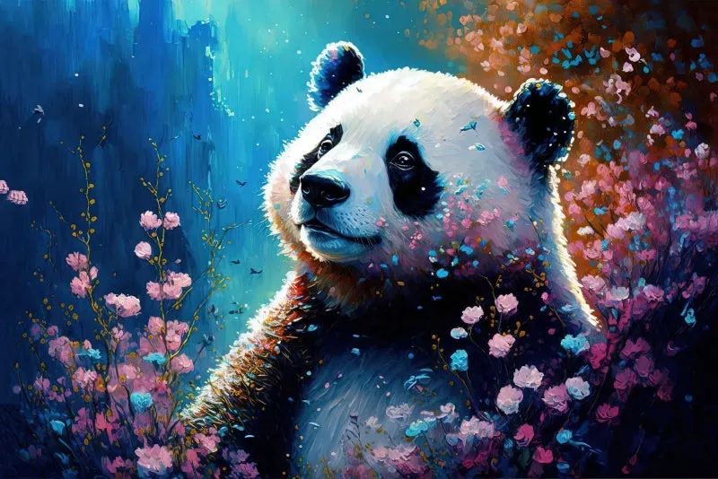 ARTDOT Bloeiende Panda diamond painting 50 x 35 cm